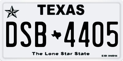 TX license plate DSB4405