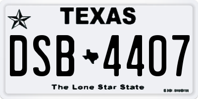 TX license plate DSB4407