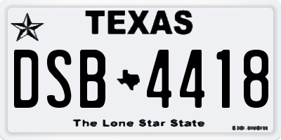 TX license plate DSB4418