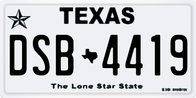 TX license plate DSB4419