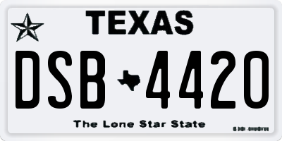 TX license plate DSB4420