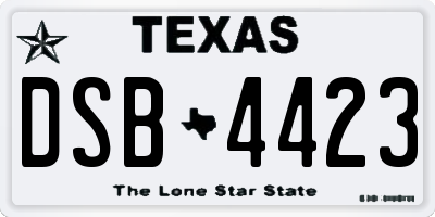 TX license plate DSB4423