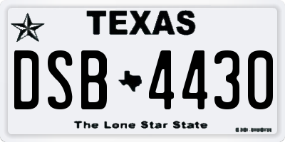 TX license plate DSB4430