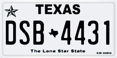 TX license plate DSB4431