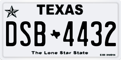 TX license plate DSB4432