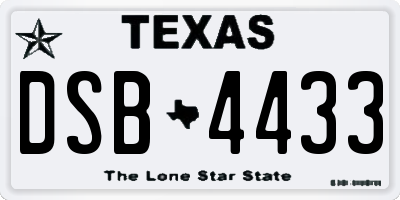 TX license plate DSB4433