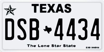 TX license plate DSB4434