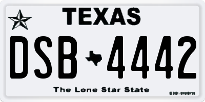 TX license plate DSB4442