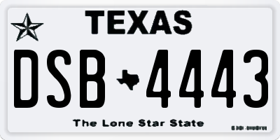 TX license plate DSB4443