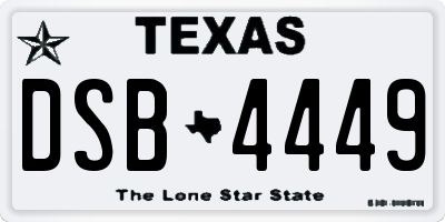 TX license plate DSB4449