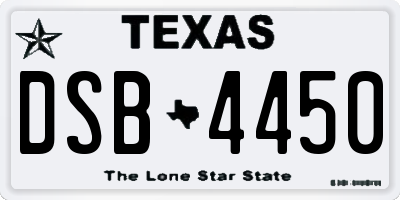 TX license plate DSB4450
