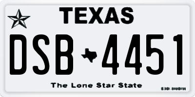 TX license plate DSB4451
