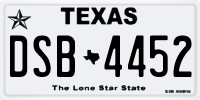 TX license plate DSB4452