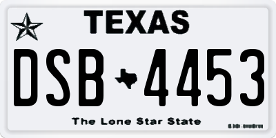 TX license plate DSB4453