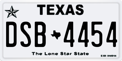 TX license plate DSB4454