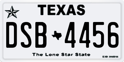 TX license plate DSB4456
