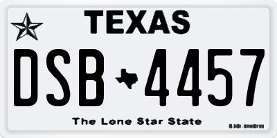 TX license plate DSB4457