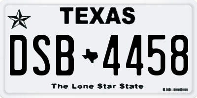 TX license plate DSB4458