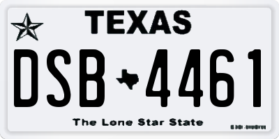 TX license plate DSB4461