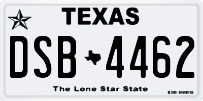 TX license plate DSB4462