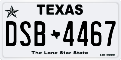 TX license plate DSB4467