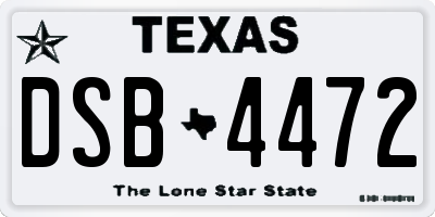TX license plate DSB4472