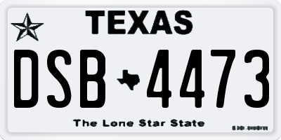 TX license plate DSB4473