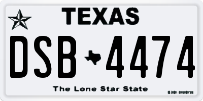 TX license plate DSB4474
