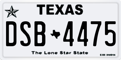 TX license plate DSB4475
