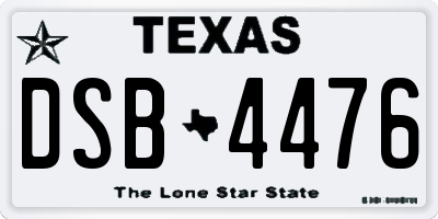 TX license plate DSB4476