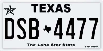 TX license plate DSB4477
