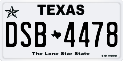 TX license plate DSB4478