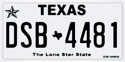 TX license plate DSB4481