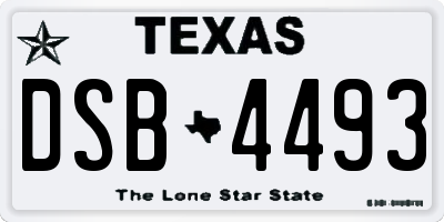 TX license plate DSB4493