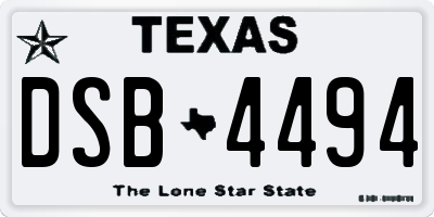 TX license plate DSB4494