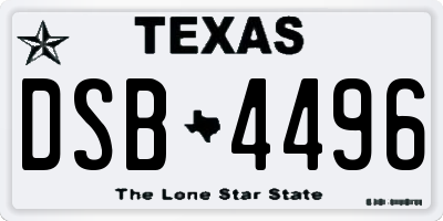 TX license plate DSB4496