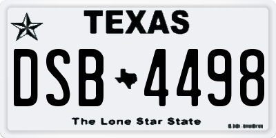 TX license plate DSB4498
