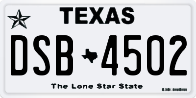 TX license plate DSB4502