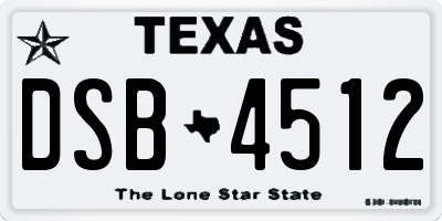 TX license plate DSB4512