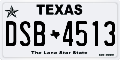 TX license plate DSB4513