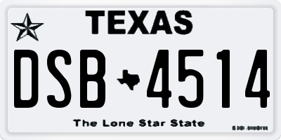 TX license plate DSB4514