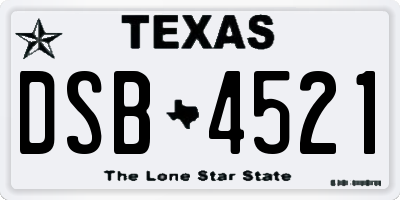 TX license plate DSB4521