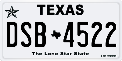 TX license plate DSB4522