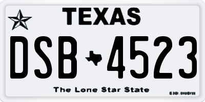 TX license plate DSB4523