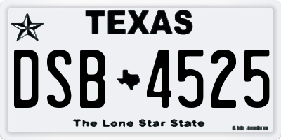 TX license plate DSB4525