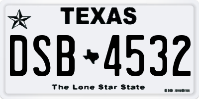 TX license plate DSB4532