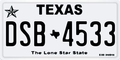 TX license plate DSB4533