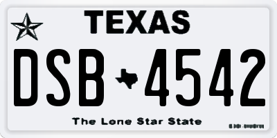 TX license plate DSB4542