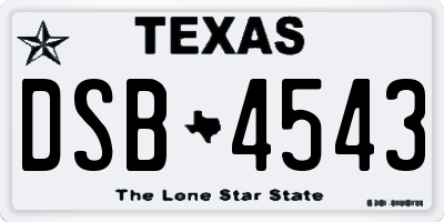 TX license plate DSB4543