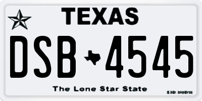 TX license plate DSB4545